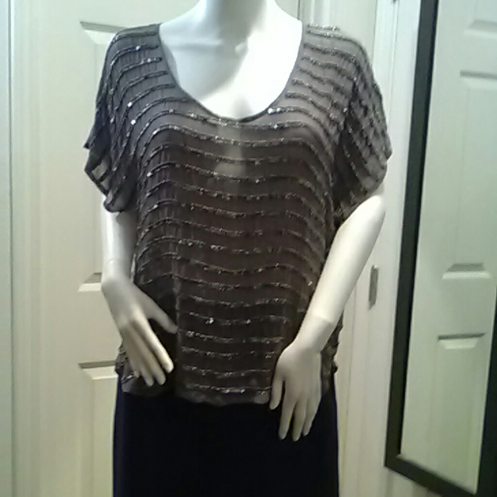 Joie sz M silk beaded sequin top